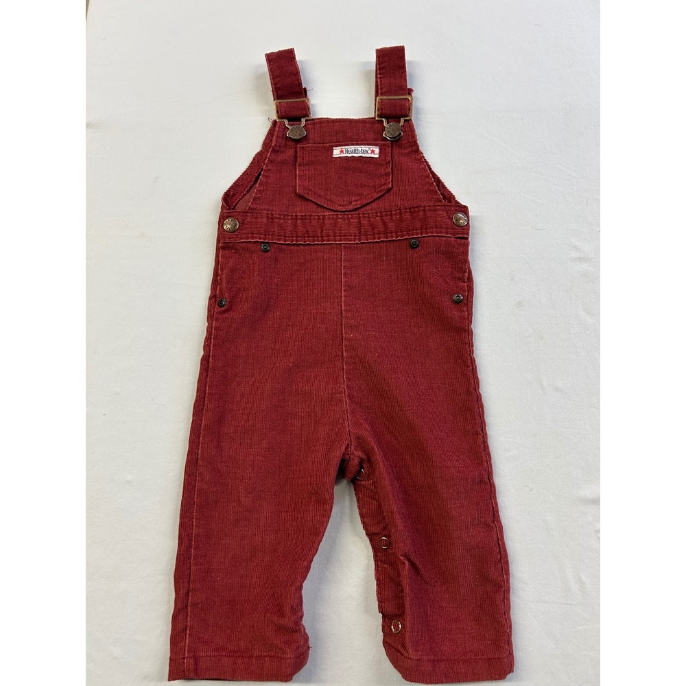 Health-tex Vintage Corduroy Overalls Burgundy Red Baby 12 Months Made in USA